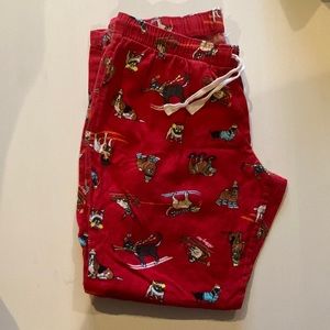 Red Christmas dog themed PJ pants